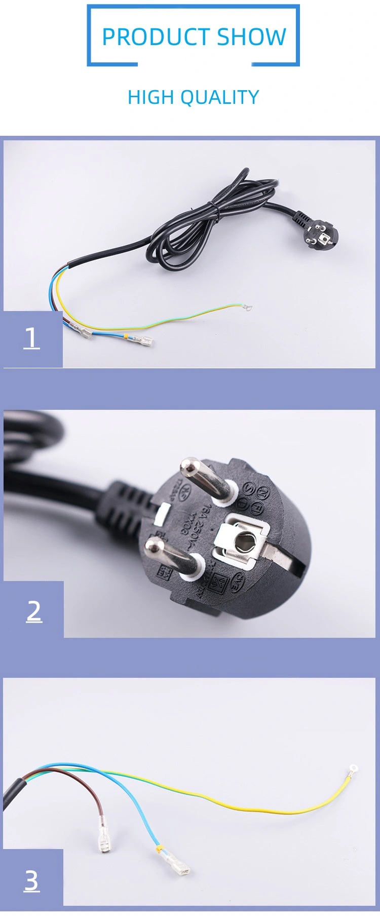 European Standard 2 Pin 3 Pin Power Cord with C13 Connector