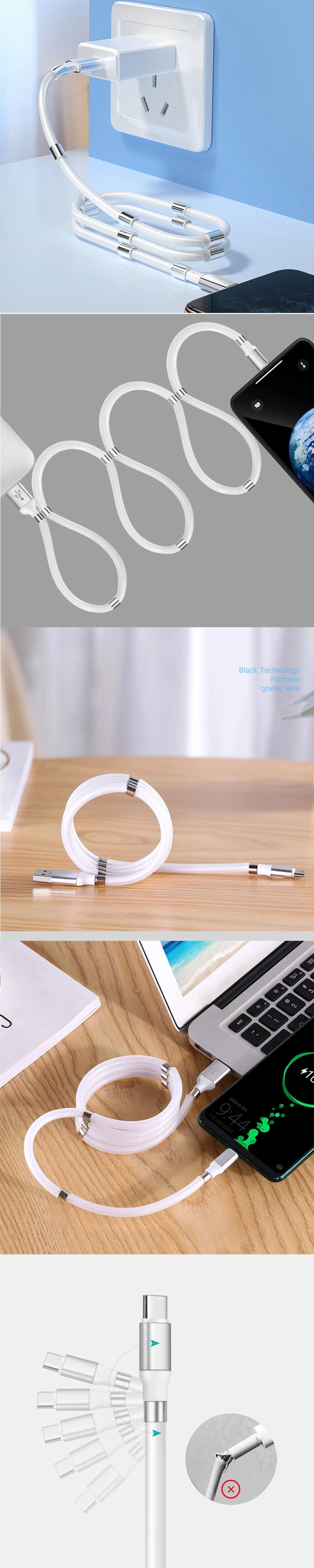 Rt-Mc25 Magnetic Self Winding Organizing Lightning Easy Coil Charging Cable